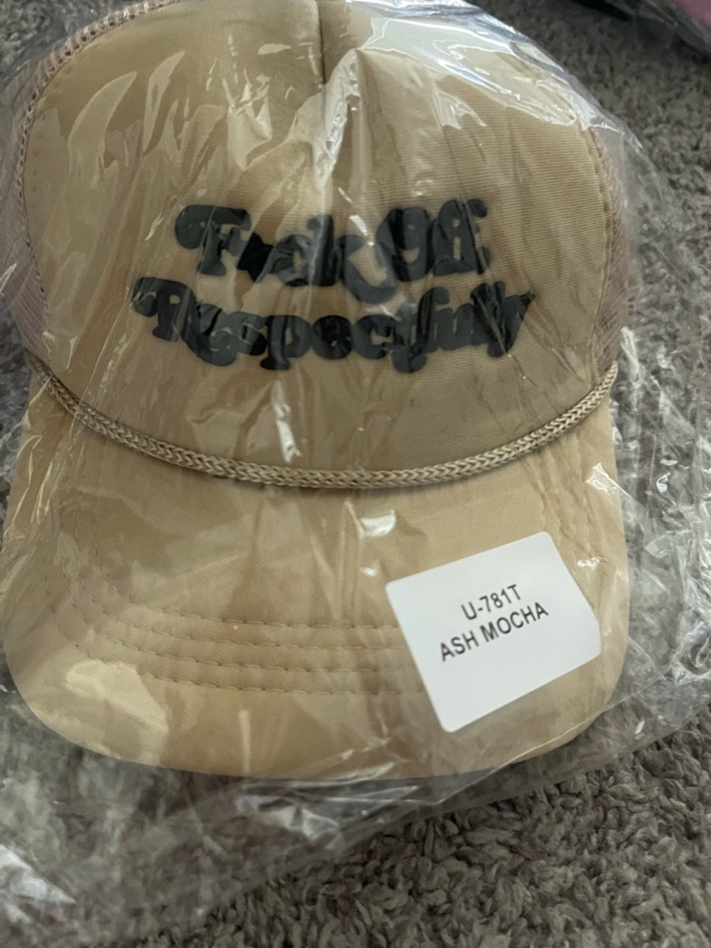 Women’s Ash Mocha Rope-Trim Cap with Black Script
